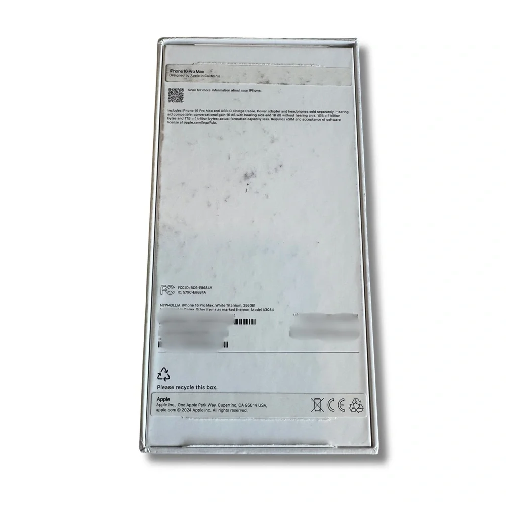 Apple iPhone 16 Pro Max EMPTY Retail Box Only White Titanium 256GB OEM Tray